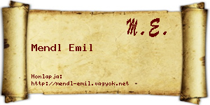 Mendl Emil névjegykártya